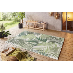 NORTHRUGS Indoor and Outdoor Rug 160 x 230 cm – Weatherproof Boho Modern Palm Trees Leaves Floral Pattern Runner Patio Rug Balcony Rug Kitchen Runner Bathroom Rug Living Room Rug Waterproof in Green