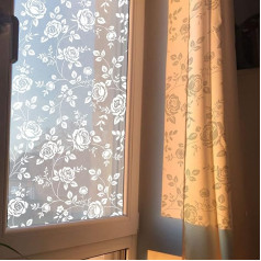 ChicSkin Clear White Frosted Glass Window Film Removable Static Cling Decorative Glass Window Door Vintage Rose 200x45cm