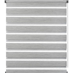 GARDINIA Deluxe Double Roller Blind, Duo Roller Blind, Side Pull Roller Blind, Transparent and Opaque Stripes, Adjustable, 80 x 180 cm, Grey Melange