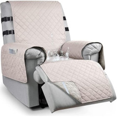 RAPRAP 100% Waterproof Armchair Protector for TV Chair, Non-Slip Armchair Protector with Pockets, Armrest, 1-Seater Chair Cushion, Suitable for Home with Children and Pets Dog, Khaki, L