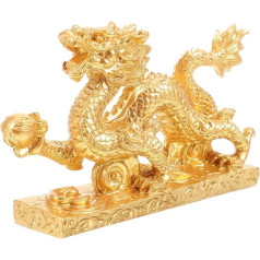 Luxshiny Chinese Zodiac Sign Dragon Golden Resin Collectible Figures Chinese Feng Shui Dragon Statue 2024 Year of the Dragon Sculpture For Happiness Wealth Gifts