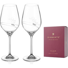 DIAMANTE Set of 2 Wine Glasses with Swarovski Crystals 