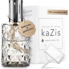 KAZIS® I Catalytic Lamp I Oil Burner I Glass I XXL I 400 ml Capacity I Grey Diamonds