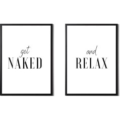 Get Naked And Relax Modern Bathroom Wall Art - A3 A4 A5 Premium Sizes - Print Only, A3 - 11.7 x 16.5 Inches - Print Only