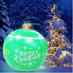 PVC Inflatable Christmas Bauble Giant Christmas Bauble Decorated PVC Outdoor Decoration Inflatable Christmas Baubles for Outdoor Home Decoration (Green)