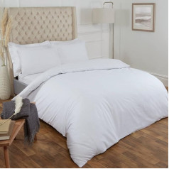 Highams 100 Prozent Cotton Bettwäsche Set, White-Double, full, HPLCWH7302