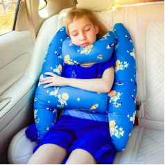 Children's Travel Pillow, Neck Pillow Car Children, Headrest Car Children, Adjustable and Breathable, Comfortable Neck Support for Travel, Washable Travel Pillow Set for Long Car Trips, 56 x 40 cm