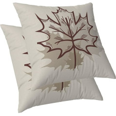 ggaimwf Decorative Cushion Covers Autumn Maple Leaves Beige Cushion Covers Leaf Pattern Boho Cushion Covers for Sofa Patio Garden Lounge Outdoor Country House Couch Cushion Covers 50 x 50 cm Set of 2