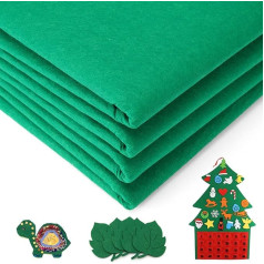 4 Pieces Green Felt Fabric Sheets Per Metre, 1m Wide Squares Green, 1mm Thick Felt Fabric, Soft Fleece Green Felt Fabric for DIY Sewing Patchwork, Christmas Decoration and Sewing Projects