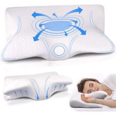 PQETBV Ergonomic Pillow, Memory Foam Pillow, Side Sleeper Pillow, Ergonomic Sleeping Pillow for Neck and Shoulder Pain, Improve Sleep Quality (White)