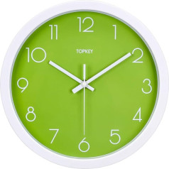 Topkey Wall Clock 12 Inch Silent Non Ticking Decorative Modern Wall Clock for Living Room Bedroom Kitchen Green