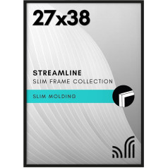 Americanflat Poster Frame Black 27x38cm Thin Edge Photo Frame with Polished Perspex Glass Wall Picture Frame with Hanging Hardware for Horizontal or Vertical