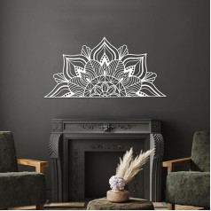 ESTART Large Metal Mandala Wall Decor Unique Lotus Flower Wall Art for Home Bedroom Office Indoor Outdoor (White)