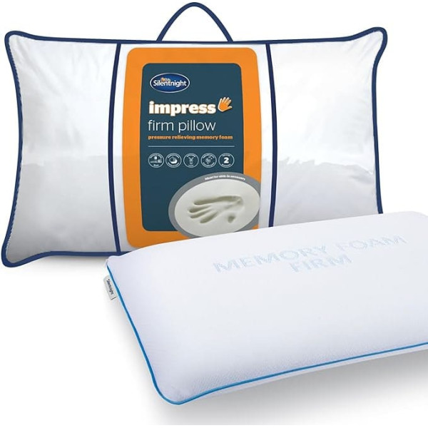 Silentnight Impress Deluxe Memory Foam Pillow, Firm, Polyester, White, 70 x 39 cm