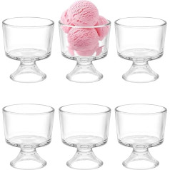 OLegei Pack of 6 Ice Cream Cups Dessert Bowls Glass Ice Cream Bowls for Restaurant, Kitchen, Party (300 ml)