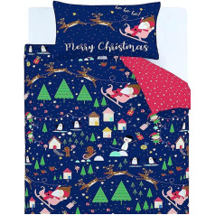 Catherine Lansfield Santas Wonderland Glow in the Dark Navy BD/55525/W/KQS/NA King Size Duvet Cover Set