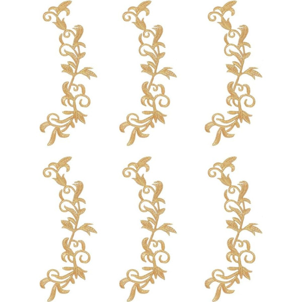 NICENEEDED 6 Stück Stickerei Applikation Mit Goldenen Blumen. Blätter Stickerei Applikationen Zum Aufbügeln Für Kleidung Applikationen Verzierung