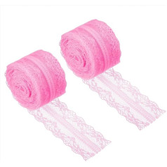 PATIKIL 1.6 Inch Width 11 Yards Lace Ribbon 2 Pack Sewing Lace Roll Gift Package Pattern Packaging for Party Home Decoration Dress Craft Pink