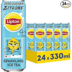 LIPTON ICE TEA x Twenty4Tim Sparkling Lemon Zero, Carbonated Iced Tea with Lemon Flavour, No Sugar, Disposable Tins (24 x 0.33 L) (Packaging Design May Vary)