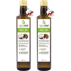 GreatVita MCT Coconut Oil Based Oil 2 x 500 ml | C8 & C10 Fatty Acids, Premium Quality - 70% Caprylic Acid & 30% Capric Acid