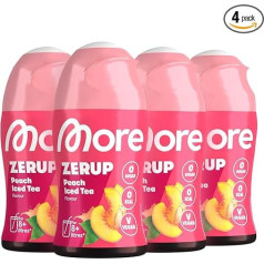 MORE Zerup, Peach Iced Tea, 4 x 65 ml, for up to 32 L Mixed Drink, Sugar-Free Syrup with Real Fruit Extracts, Vegan, Zero Calories, Made in Germany