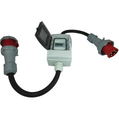 NWP 63A 400V CEE Adapter - Mobile Digital Electricity Meter - Calibrated - Without Reset IP65 3-Phase