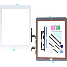 White Digitizer Repair Kit for 2017 i Pad 9.7 (A1822, A1823) / i Pad 5 iPad Air 1 Touch Screen Digitizer Replacement (without Home Button) with Tools + Pre-Installed Adhesive