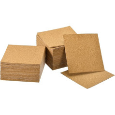 sourcing map Pack of 100 Self-Adhesive Cork Squares, 2 mm Thick, 4 Inch Diameter Cork Tiles, Back Panels, Cork Coasters for DIY Crafts, Brown