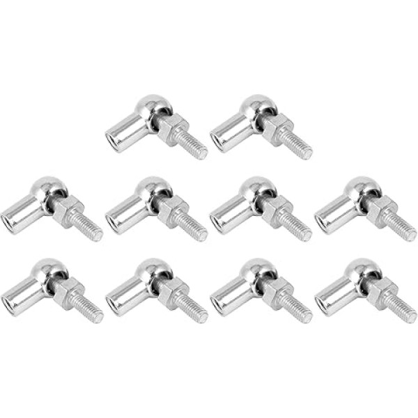 Kozelo Angle Ball Joint M6 x 1.0 Right Internal Thread M6 x 1.0 Right Male Thread Gas Spring Angle Joint Fitting for Automobile Hinge Door Cabinet Pack of 10