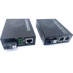Elfcam® - Gigabit Ethernet Fiber Media Converter 10/100/1000 Mbps including Mini-GBIC (SFP) (1 RJ45 Port *2 RJ45 Port)