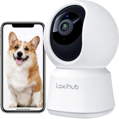 Laxihub 360°CAbdeckung Pan Tilt Home Security Camera, 1080p Full HD Indoor-Kamera w / Nachtsicht & Zwei-Wege-Audio, Smart Baby Monitor Pet Kamera mit Telefon APP