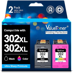 Valuetoner 302 302 XL Multipack Remanufactured for HP 302 Printer Cartridges 302XL for HP Envy 4525 4520 4527 4524 OfficeJet 3831 5230 3830 5220 4655 3835 3834 Deskjet 3630 3636 (2 pack,302xl 302 xl)