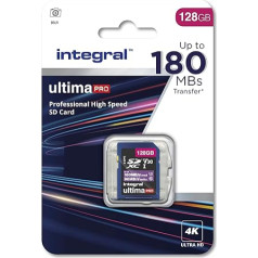 Integral SD Card 128GB with 6 Slot SD Card Holder Metal - 4K Ultra HD Video Premium High Speed 180MB/s Read and 90MB/s Write - SDHC V30 UHS-I U3 Class 10 SD Memory Card