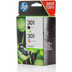 HP Original N9J72AE / 301 for DeskJet 2514 2X Premium Printer Cartridge, Black, Cyan, Magenta, Yellow, 1x 190, 1x 165 Pages