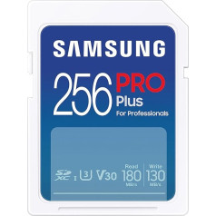 Samsung PRO Plus SD Card, 256GB, UHS-I U3, Full HD & 4K UHD, 180MB/s Read, 130MB/s Write, Memory Card for SLR Cameras and System Cameras, MB-SD256S/EU
