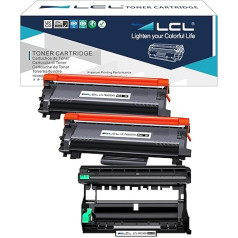 LCL Compatible Toner Cartridge TN2420 TN-2420 TN2410 TN-2410 3000 Pages DR2400 DR-2400 12000 Pages (2 Toner+1Drum Replacement for Brother HL L2350DW HL-L2310D HL-L2357DW HL-L2375DW HL-L2375DW