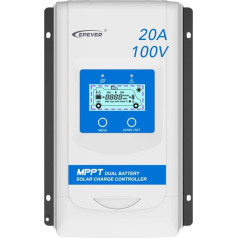 EPEVER® MPPT DuoRacer 20A Charge Controller Solar Charge Controller DR2210N for 2 Batteries, 12V/24V Auto Work, PV 100V (DR2210N)
