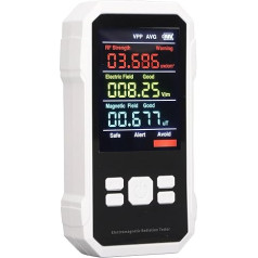 EMF Meters, Radiation Detector Radioactivity, Portable Digital EMF Detector with LCD Backlight, Geiger Counter Dosimeter Radiation Detector, for Home Office Outdoor (White)