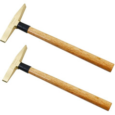 WEDO 2 Piece Brass Welding Hammer Set 150g+300g Wood Handle Scale Hammer Impact Hammer Punch Corrosion