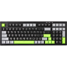 YUNZII D98 Gaming Keyboard, RGB Backlit Quite Keyboard for Office, Full Numpad, Spill Resistance, Anti-Ghosting USB Wired Membrane Keyboard 98 Keys for PC Gaming Office (Black & Green)