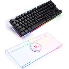 MAMBASNAKE Tilted PC Keyboard Stand, Keyboard Riser Holder, Ergonomic Computer Keyboard Holder for 60% 85% Mini Keyboard, 366 RGB Backlit Clear Acrylic Keyboard Tray for Gaming and Typing