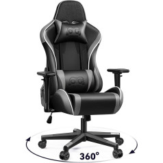 OneGame Gaming Sthul, Ergonomic Computer Gamer Chair, 3D Armrests, Office Chair, Height-Adjustable Swivel Chair with Adjustable High Backrest, 150 kg, Grey