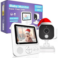 OBVHNUA Baby Monitor with Camera 2.8 Inch Video Baby Monitor 720p LCD Baby Monitor with 2000 mAh Battery 2-Way Intercom VOX Mode Digital Zoom Night Vision Temperature Monitoring 8 Lullabies 5 Alarm