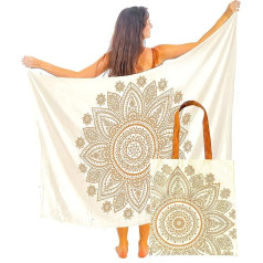 Mandala Life ART Green Pareo with Tassels, Cotton, Large Beach Sarong, Beach Towel Wrap Skirt, Beach Skirt, Tapestry Wrap, Bikini Cover Up Cloth for Swimsuit