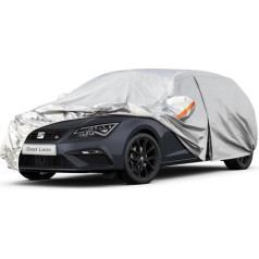 Kayme Car Cover Waterproof Breathable for Seat Leon (1999-2024), 6 Layers Full Garage Car Cover for Rain Sun Dust Protection Scratched Car Cover with Reflective Strips