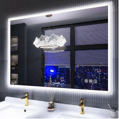 S'bagno 100 x 70 cm Bathroom Mirror with Lighting, Illuminated Bathroom Mirror with LED with Touch Sensor, Dimming, Colour Changing Bathroom Mirror with Light with Bluetooth Speaker