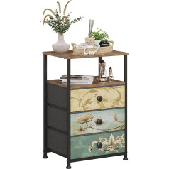 VEDECASA Chest of Drawers with 3 Drawers and Open Shelf, Dresser Cabinet, Bohemian Dressing Table, Storage Cabinet, Bedside Table, Side Table for Living Room, Bedroom, Sturdy Steel Frame, Wooden Top