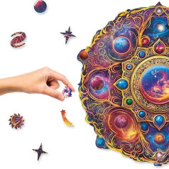 UNIDRAGON Original Wooden Puzzle Mandala Space Dreams Royal Size 17.7 x 17.7 in (45 x 45 cm) Puzzle for Adults and Children Brain Teaser