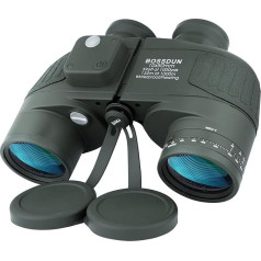 Marine Binoculars 10 x 50 Waterproof with Compass & Rangefinder Military Binoculars HD Anti-Fog Sea Ocean Binoculars for Adults Sailing Cruises Boating Fishing Bird Watching Safari