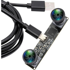 ELP 3D Stereo USB Camera 120 fps Global Shutter Printer Camera Module with 120 Degree No Distortion Sync with Dual Lens PC Computer Camera Plug and Play for Raspberry Pi Mac Linux Windows